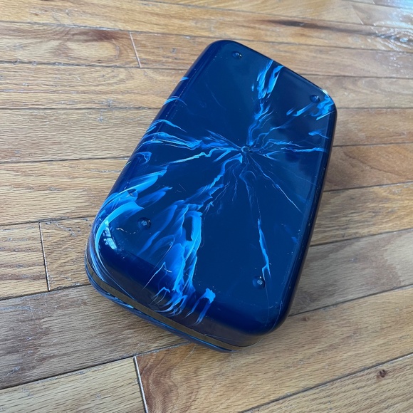 Vintage 90s Navy Blue Marbelled Plastic Tissue Box Cover - Picture 6 of 6